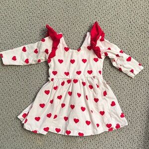 Monica and Andy red heart Valentine’s Day dress 12-18m